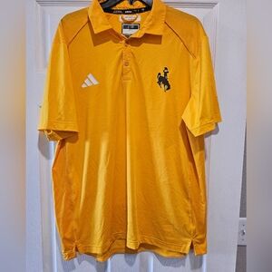 Wyoming Cowboys Yellow Polo Shirt - Size Large University issed sideline apparel